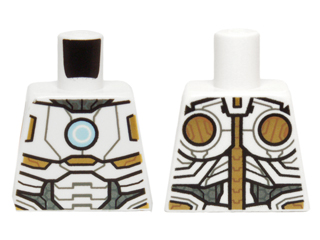 Lego Torso Armor with Light Blue Circle and Gold and White Plates Pattern (Space Iron Man) / White