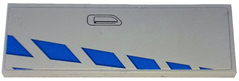Lego Tile 2 x 6 with Blue Stripes and Black Door Handle Outline Pattern Model Right Side (Sticker) - Set 76917