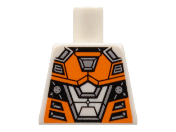 Lego Torso Space with Orange and Silver Battle Mech Pattern / White