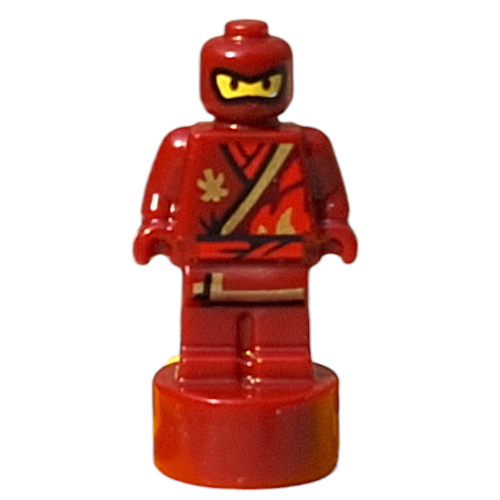 Lego Minifig Trophy Statuette with Ninja in Robes, Flames Print (Kai) / Dark Red