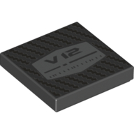 Lego Tile 2 x 2 with V12, Carbon Fiber Print