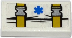 Lego Tile 1 x 2 with EMT Star of Life and 2 Fastening Straps with Clips Pattern (Sticker) - Set 60086