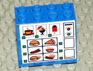 Lego Stickered Assembly 4 x 2 x 3 with Food Vending Machine Pattern (Sticker) - Sets 4560 / 4561