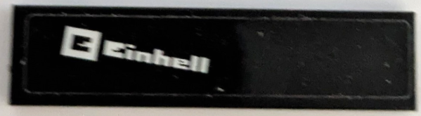 Lego Tile 1 x 4 with White 'Einhell' Logo Pattern Model Right Side (Sticker) - Set 42165 / Black