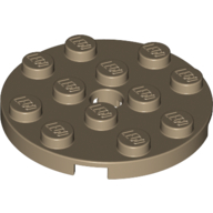 Lego Plate Round 4 x 4 with Pin Hole / Dark Tan