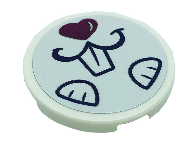 Lego Tile, Round 3 x 3 with Rabbit Face with Heart Nose Pattern (Sticker) - Set 41685