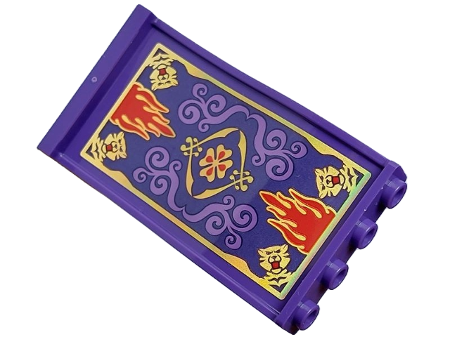 Lego Panel 1 x 4 x 6 Wavy with Gold, Red and Medium Lavender Magic Carpet Pattern on Both Sides (Stickers) - Set 43208