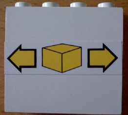 Lego Panel 1 x 4 x 3 - Solid Studs with Small Box and Arrows Pattern (Sticker) - Set 6377
