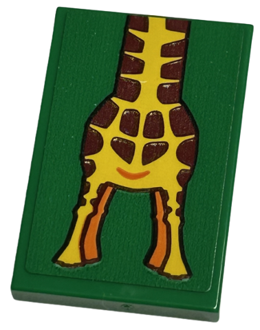 Lego Tile 2 x 3 with Giraffe Bottom Half Pattern (Sticker) - Set 40574 / Green