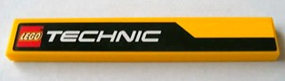 Lego Tile 1 x 6 with Black Line and LEGO TECHNIC Logo Pattern Model Left Side (Sticker) - Set 8069 / Yellow