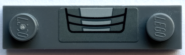 Lego Plate, Modified 1 x 4 with 2 Studs with Groove with Light Bluish Gray Armor Plate and Black Air Vent Outline Pattern (Sticker) - Set 76201 / Dark Bluish Gray