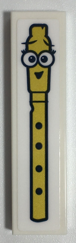 Lego Tile 1 x 4 with Gold Recorder Flute with Face Pattern (Sticker) - Set 41252
