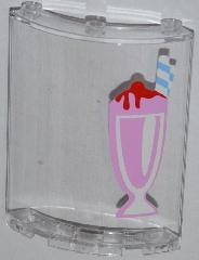 Lego Cylinder Quarter 4 x 4 x 6 with Pink Ice Cream Sundae Pattern (Sticker) - Set 3061 / Trans-Clear
