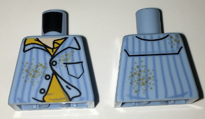 Lego Torso Pajamas with Vertical Blue Stripes, Yellow Undershirt and Spots Pattern / Bright Light Blue