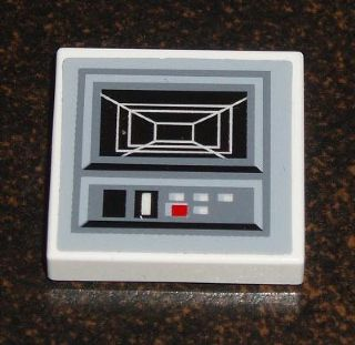 Lego Tile 2 x 2 with SW Star Destroyer Control Panel Pattern Port Side (Sticker) - Set 6211 / White