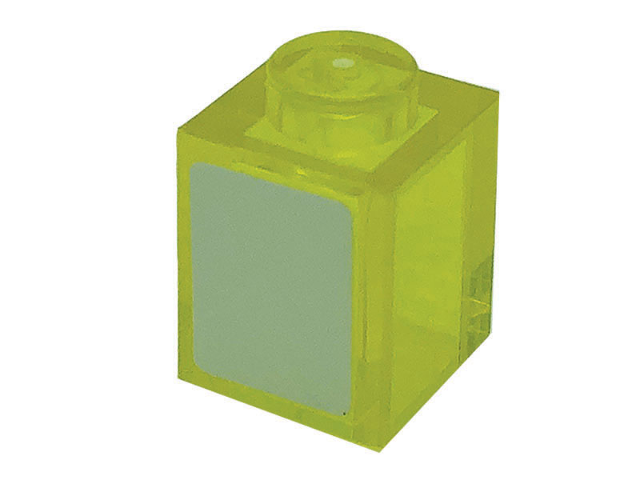 Lego Brick 1 x 1 with White Rectangle Pattern (Sticker) - Set 76139 / Trans-Yellow