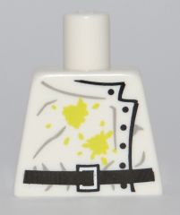 Lego Torso Lab Coat Dirt Stains with Black Buttons and Belt Pattern / White