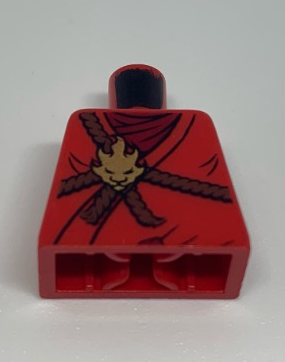 Lego Torso Ninjago Brown Rope, Gold Medallion and Dark Red Undershirt Pattern / Red