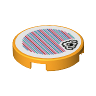 Lego Tile Round 2 x 2 with Gold Ghost and Barcode Print (Sticker)