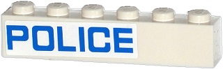 Lego Brick 1 x 6 with Blue 'POLICE' Pattern Model Left Side (Sticker) - Sets 60045 / 60046