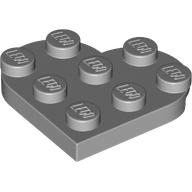 Lego Plate Angled 3 x 3 with Heart Shape / Light Bluish Gray