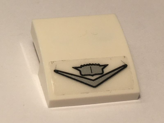 Lego Slope, Curved 2 x 2 x 2/3 with Cadillac Logo Pattern (Sticker) - Set 10274 / White