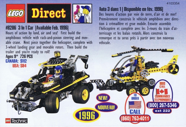 Lego 1996 Insert - Lego Direct - US/Canadian Technic (4103354)