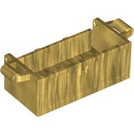 Lego Treasure Chest Bottom with Rear Slots, with Groove / Pearl Gold
