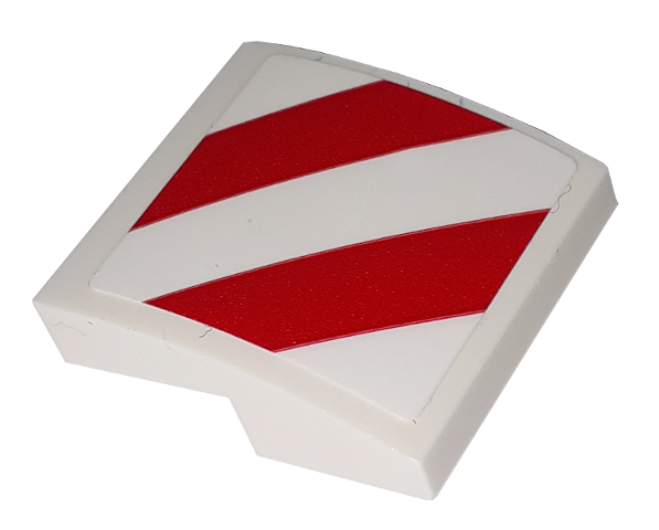 Lego Slope, Curved 2 x 2 x 2/3 with Red/White Danger Stripes Pattern Model Right Side (Sticker) - Set 60198