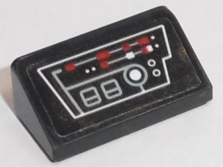 Lego Slope 30 1 x 2 x 2/3 with Gray Circuitry and Red and White Buttons Pattern (Sticker) - Set 75190