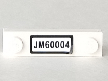 Lego Plate, Modified 1 x 4 with 2 Studs without Groove with 'JM60004' Pattern (Sticker) - Set 60004