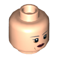 Lego Minifig Head First Order Officer, Dark Gray Eyebrows, Red Lips, Cheek Lines Print [Hollow Stud] / Light Nougat