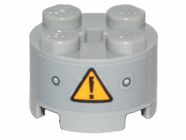 Lego Brick, Round 2 x 2 with Axle Hole with Danger Sign Pattern (Sticker) - Set 70829