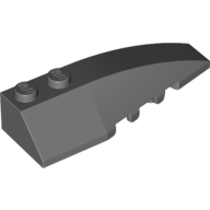 Lego Brick Wedged, Curved 6 x 2 Right, Inner Ridges / Dark Bluish Gray