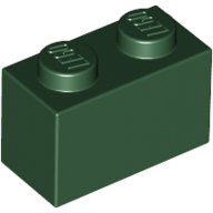 Lego Brick 1 x 2 / Dark Green