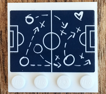 Lego Tile, Modified 4 x 4 with Studs on Edge with Soccer Plays Diagram Pattern (Sticker) - Set 41330