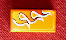 Lego Tile 1 x 2 with Flames with White Outline Pattern Model Left Side (Sticker) - Set 8641