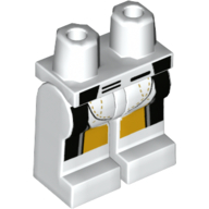 Lego Hips and White Legs with White/Yellow/Black Racing Suit Print