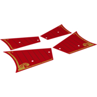 Lego Sails, with Gold Trim and Dark Red Lines on Red Background Print [Sheet of 4]