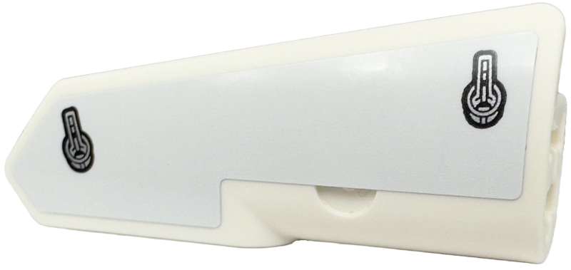 Lego Technic, Panel Fairing #22 Very Small Smooth, Side B with 2 Black and Silver Latches Pattern (Sticker) - Set 42153 / White
