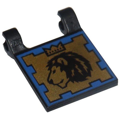 Lego Flag 2 x 2 Square with Dual Print, Scorpion and Lion with Crown / Black