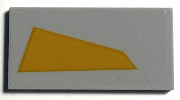 Lego Tile 2 x 4 with Bright Light Orange Trapezoid Pattern Model Right Side (Sticker) - Set 75309