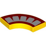 Lego Tile 2 x 2 Curved, Macaroni with 4 Red Points and Border Print / Yellow