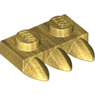 Lego Plate Special 1 x 2 with Three Teeth [Tri-Tooth] / Pearl Gold