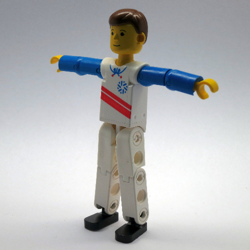 Lego Technic Figure White Legs, White Top with Red Stripes Print, Blue Arms [Skier] / [No Color/Any Color]