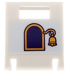 Lego Container, Box 2 x 2 x 2 Door with Slot with Dark Purple Arched Window with Holographic Gold Border and Bell Pattern (Sticker) - Set 43193
