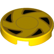 Lego Tile Round 2 x 2 with Light Orange/Black Hubcap Print
