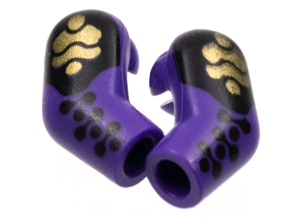 Lego Arm, (Matching Left and Right) Pair with Black and Gold Armor Pattern