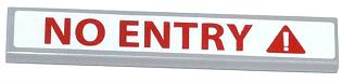 Lego Tile 1 x 6 with 'NO ENTRY' and Exclamation Mark in Red Triangle Pattern (Sticker) - Set 70808 / Light Bluish Gray