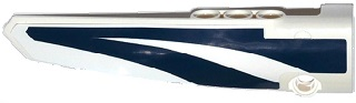 Lego Technic, Panel Fairing # 5 Long Smooth, Side A with White and Dark Blue Decorative Stripes Pattern (Sticker) - Set 42033 / White